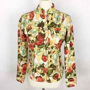 Bamboo‎ Traders Women's Floral Print Button Up Jacket Blazer Size S